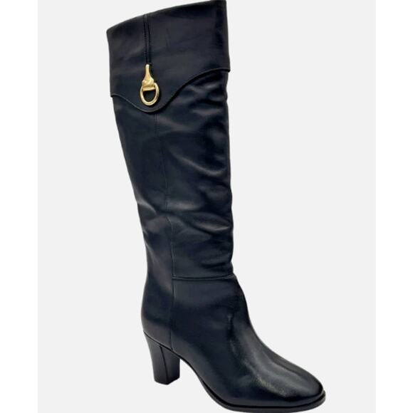 Arezzo Savannah Black Leather Long Shaft Boot Black size 9B - Picture 1 of 11